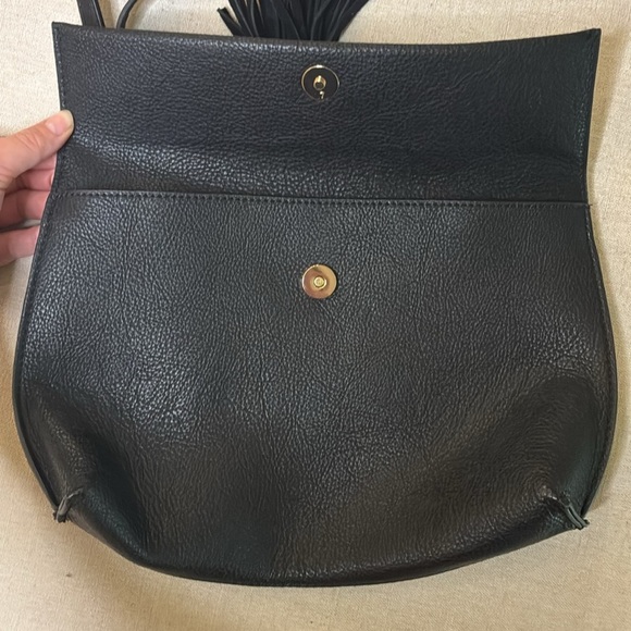 NWOT Anthropologie Elegant Black Tassel Shoulder Bag - Picture 3 of 10